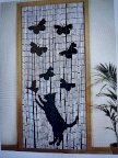 TENDA DECORATIVA DI BAMBU' NUOVA DISEGNO CON GATTO E FARFALLE